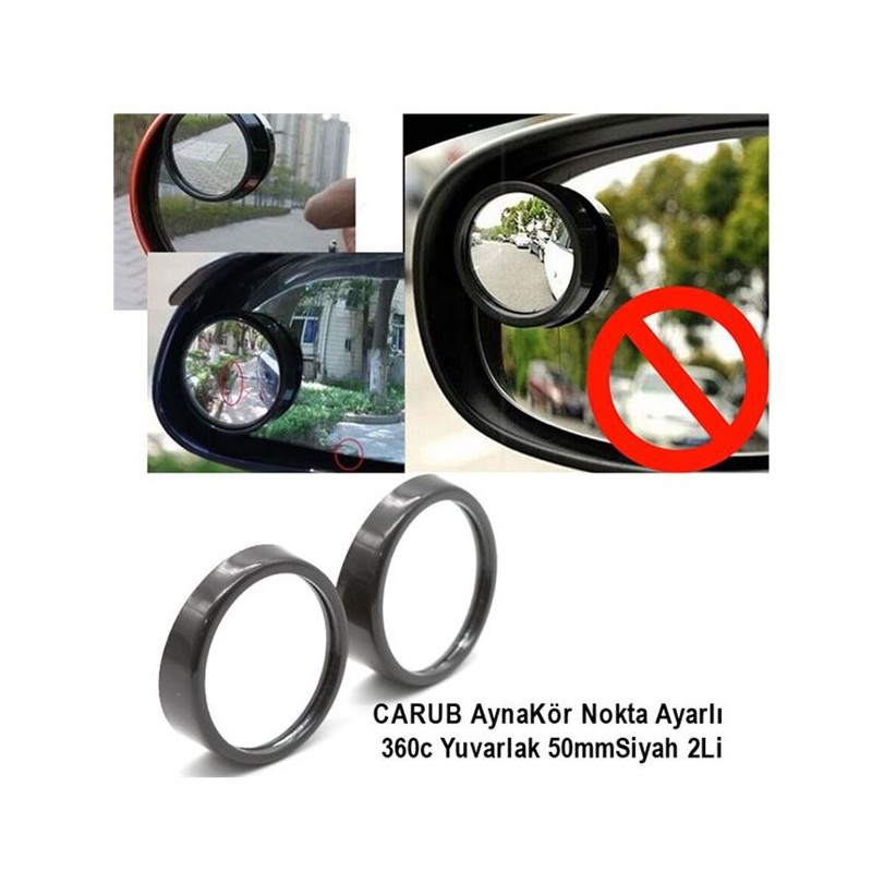 AYNA KÖR NOKTA YAPIŞTIRMA YUVARLAK OYNAR 2Lİ SİYAH CARUB 0221002 CARUB