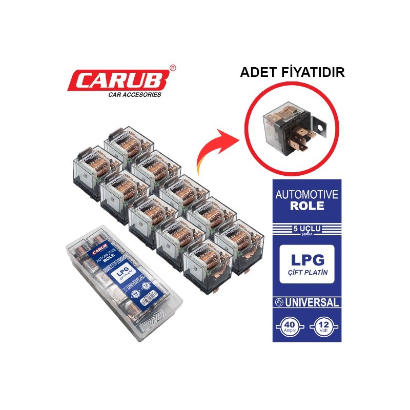 ROLE MİNİ ŞEFFAF 5 UÇLU ÇİFT PİLATİNLİ 40 AMPER LEDLİ LPG CARUB 461301