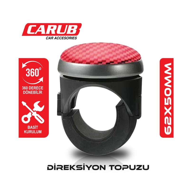 DİREKSİYON TOPUZU KÜÇÜK TİP 360 DÖNERLİ 62X50MM KIRMIZI 2052211 CARUB