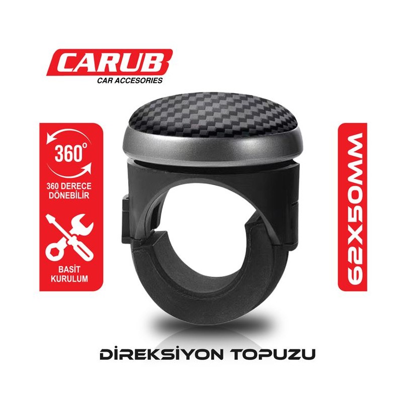 DİREKSİYON TOPUZU KÜÇÜK TİP 360 DÖNERLİ 62X50MM SİYAH 2052210 CARUB