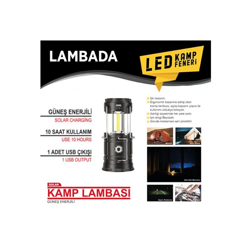 KAMP FENERİ GÜNEŞ ENERJİLİ ÇAKARLI 10X16,5 4456107 CARUB