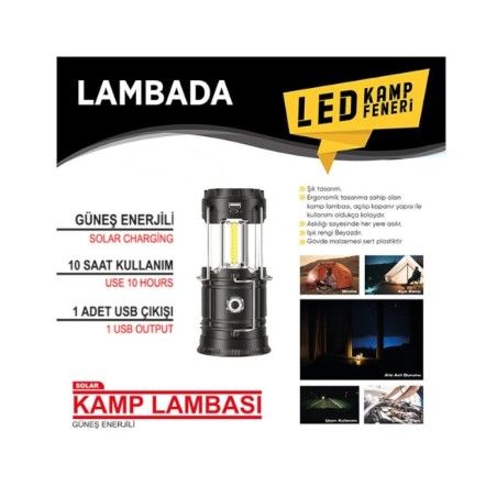 KAMP FENERİ GÜNEŞ ENERJİLİ ÇAKARLI 10X16,5 4456107 CARUB