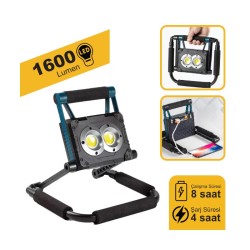 PROJEKTÖR GÜNEŞ ENERJİLİ ŞARZLI COB LED KATLANIR AYAKLI BEYAZ 30W LAMB
