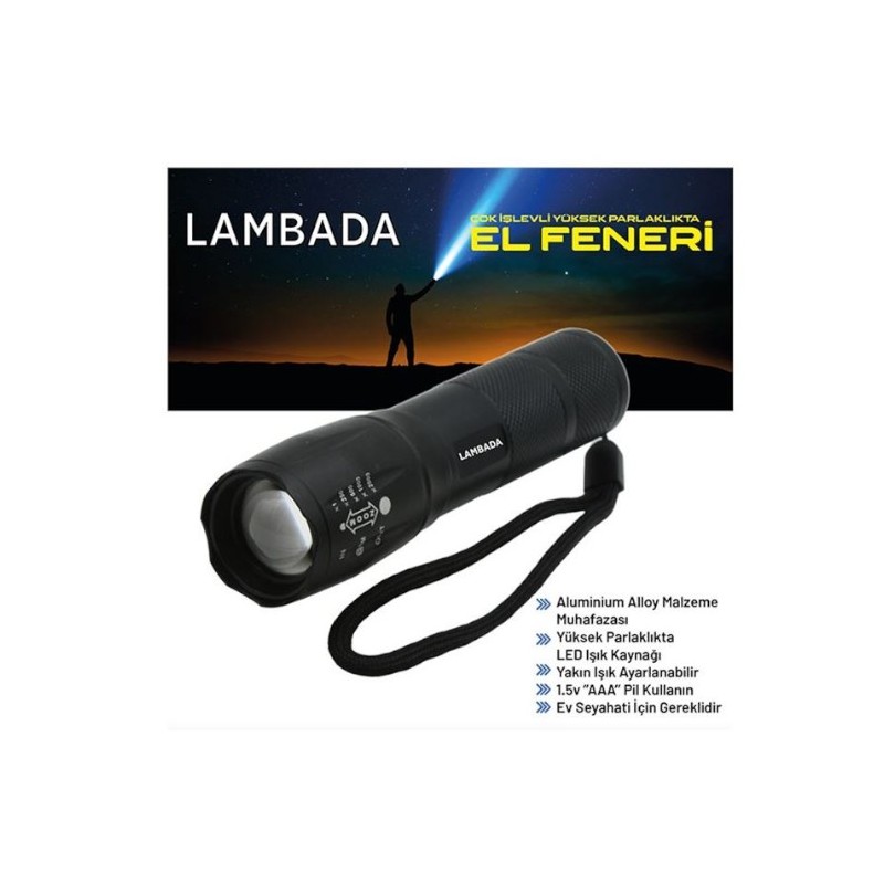 EL FENERİ ALÜMİNYUM T6 CREE LED 3W PİLLİ LAMBADA 4456050 LAMBADA