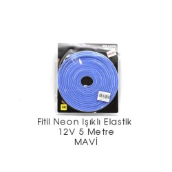 ELASTİK NEON ŞERİT LED ŞEFFAF IŞIKLI MAVİ 12V 5MT 4327692 4327592 CARU