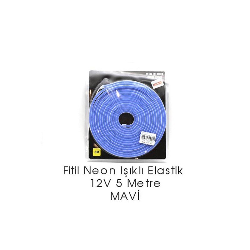 ELASTİK NEON ŞERİT LED ŞEFFAF IŞIKLI MAVİ 12V 5MT 4327692 4327592 CARU
