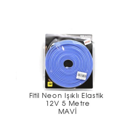 ELASTİK NEON ŞERİT LED ŞEFFAF IŞIKLI MAVİ 12V 5MT 4327692 4327592 CARU