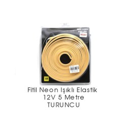 ELASTİK NEON ŞERİT LED ŞEFFAF IŞIKLI TURUNCU (SARI) ORANGE 12V 5MT 432