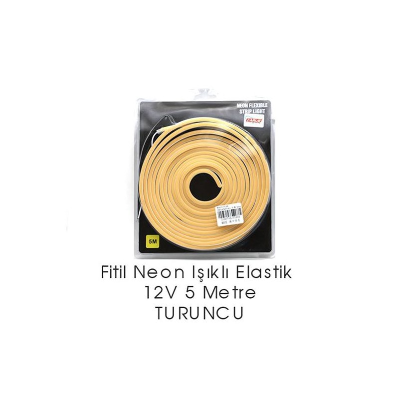 ELASTİK NEON ŞERİT LED ŞEFFAF IŞIKLI TURUNCU (SARI) ORANGE 12V 5MT 432