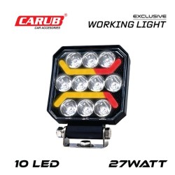ÇALIŞMA LAMBASI KARE 10-30V 27W 10 LED 100X100 K-30 BEYAZ-SARI-KIRMIZI