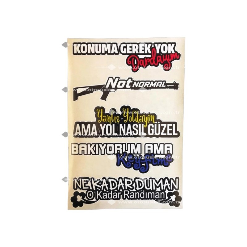 YAPIŞTIRMA FOLYO RENKLİ ETİKET TAKIMI ARKA CAM KONUM 1.MODEL 5 PARÇA E