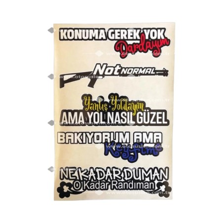 YAPIŞTIRMA FOLYO RENKLİ ETİKET TAKIMI ARKA CAM KONUM 1.MODEL 5 PARÇA E