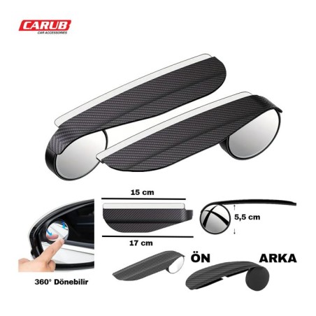 AYNA KORUYUCU SİPERİ + KÖR NOKTA AYNA YUVARLAK 55MM CARBON 0221251 CAR