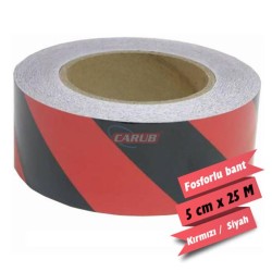 FOSFOR BANT 5CMX25MT ÇAPRAZ KIRMIZI-SİYAH 2406008 CARUB