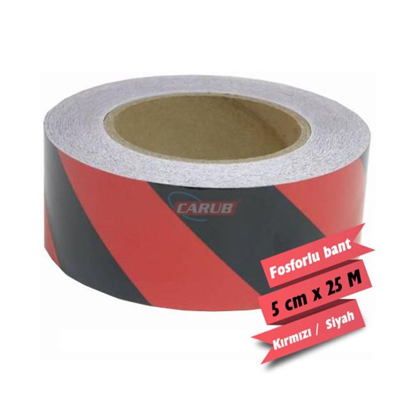 FOSFOR BANT 5CMX25MT ÇAPRAZ KIRMIZI-SİYAH 2406008 CARUB