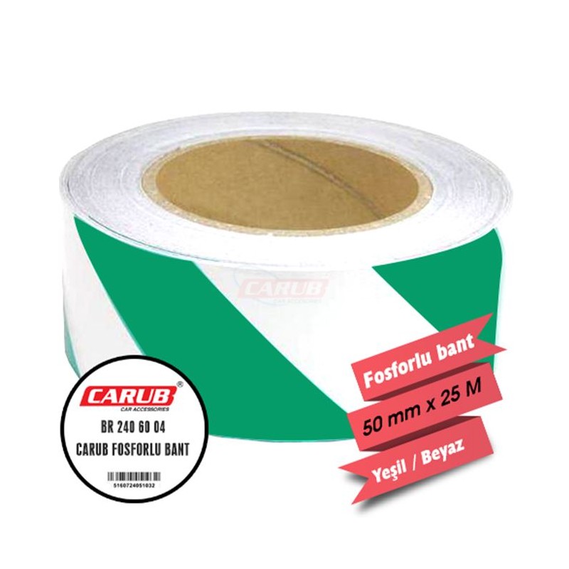 FOSFOR BANT 5CMX25MT ÇAPRAZ YEŞİL-BEYAZ 2406004 CARUB