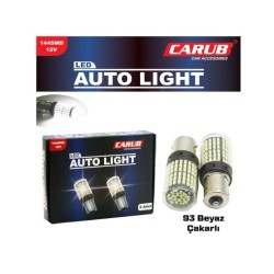 AMPÜL 93 LED 12V ÇAKARLI 144 LED SMD DÜZ-ÇAKAR ŞEFFAF BEYAZ 0404040 CA