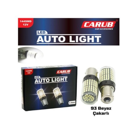 AMPÜL 93 LED 12V ÇAKARLI 144 LED SMD DÜZ-ÇAKAR ŞEFFAF BEYAZ 0404040 CA