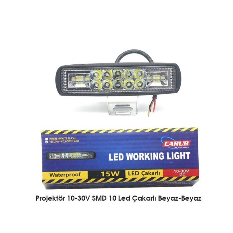 ÇALIŞMA LAMBASI OFF-ROAD 10-30V 10 LED ÇAKAR BEYAZ-BEYAZ 155x40MM 3056