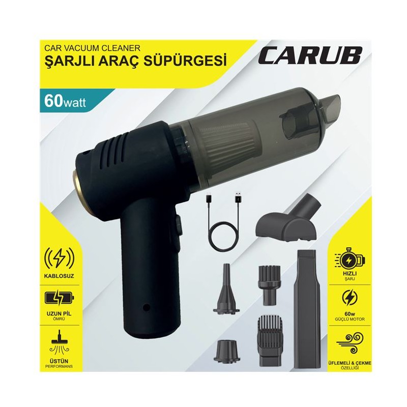 OTO ARAÇ SÜPÜRGESİ 60 WATT ŞARZLI LÜX 0909011 CARUB