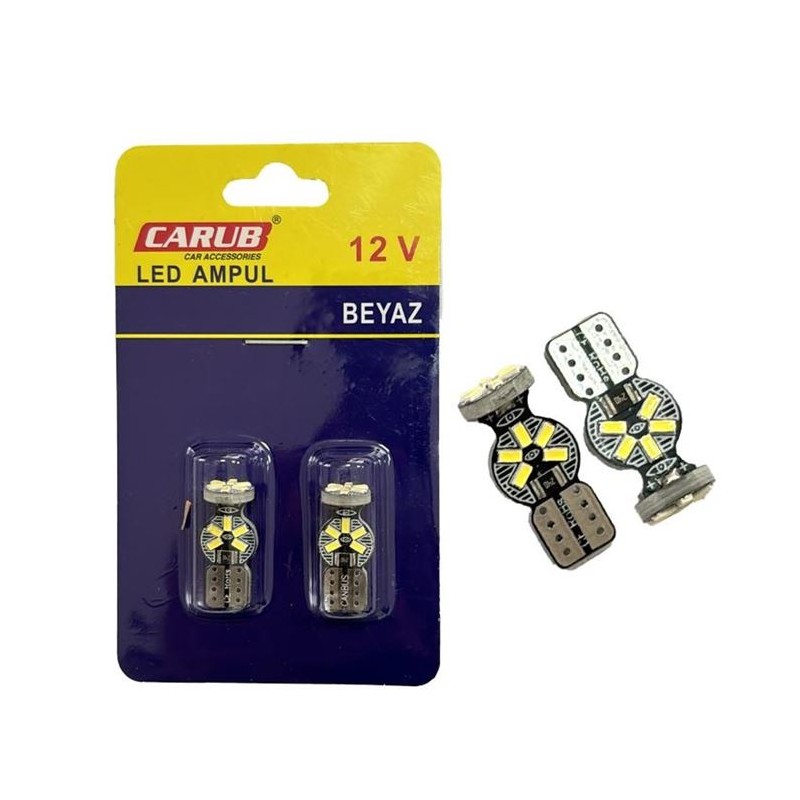 AMPÜL DİPSİZ LED 12V T10 16 LED SMD CANBUS FİBER BEYAZ 0400268 CARUB