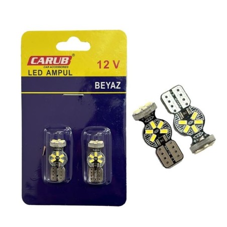 AMPÜL DİPSİZ LED 12V T10 16 LED SMD CANBUS FİBER BEYAZ 0400268 CARUB