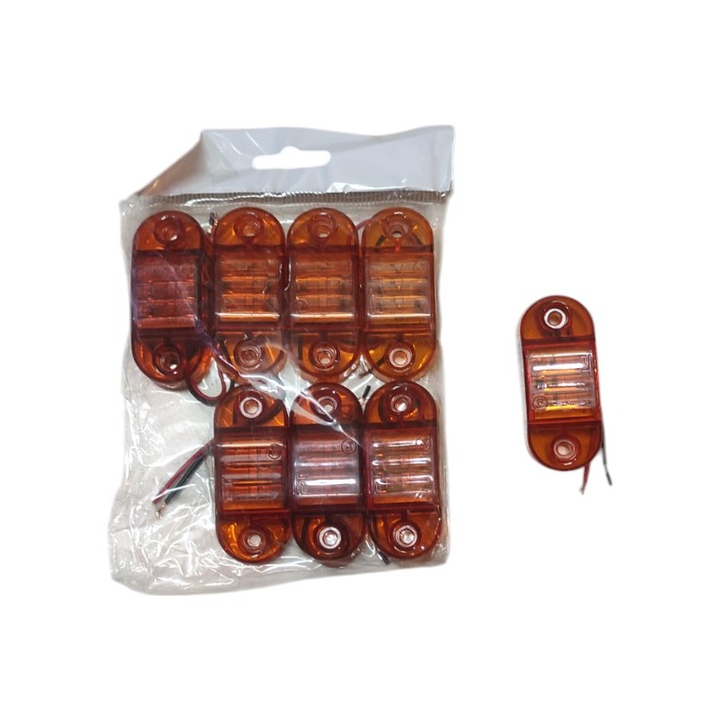 SİDE MARKER LAMBA MERCEKLİ 3 LEDLİ TOMBUL PARMAK SARI 28X66MM 12-24V F