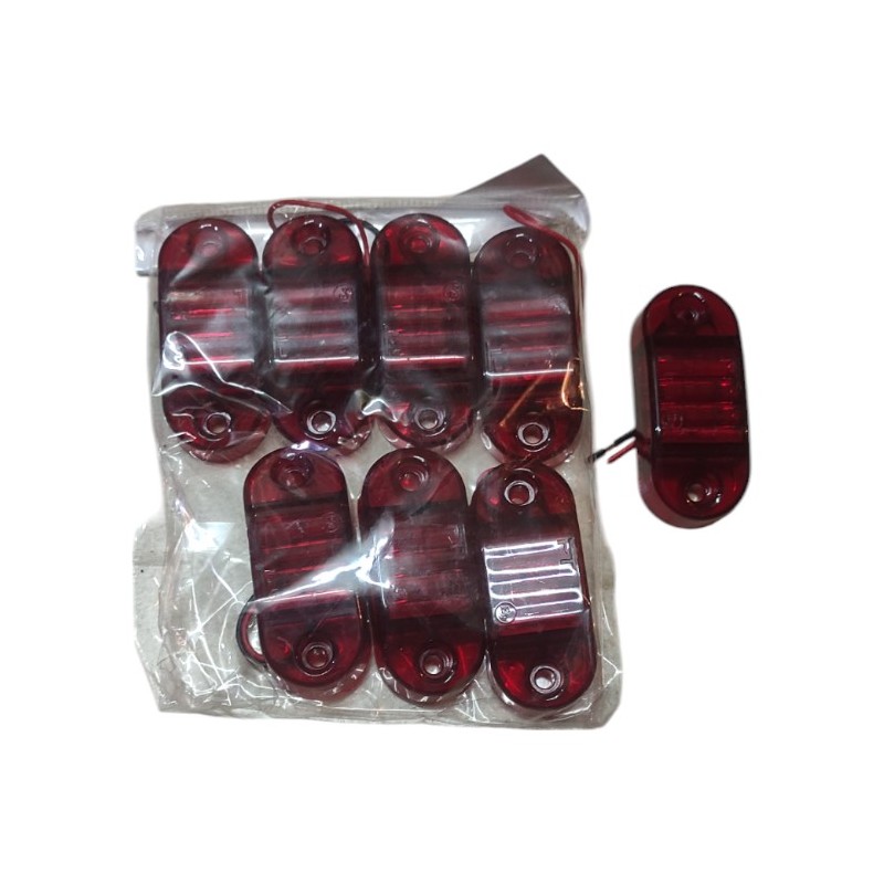 SİDE MARKER LAMBA MERCEKLİ 3 LEDLİ TOMBUL PARMAK KIRMIZI 28X66MM 12-24