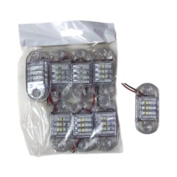 SİDE MARKER LAMBA MERCEKLİ 3 LEDLİ TOMBUL PARMAK BEYAZ 28X66MM 12-24V