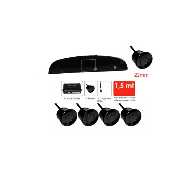 PARK SENSÖRÜ EKRANLI YARIM AY 4 GÖZLÜ 22MM NORMAL SİYAH GUARD PS-LD-00