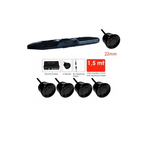 PARK SENSÖRÜ EKRANLI BASIK TİP 4 GÖZLÜ 22MM NORMAL SİYAH GUARD PS-LD-0