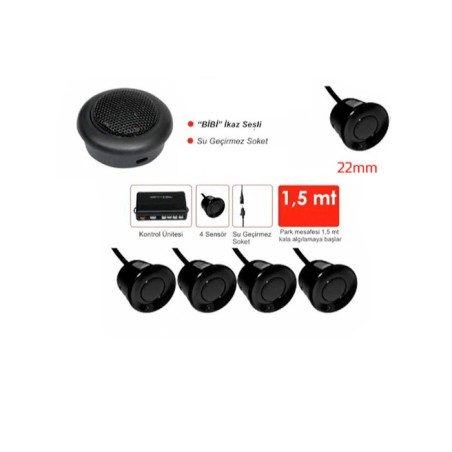 PARK SENSÖRÜ BUZZERLİ SES İKAZLI 4 GÖZLÜ 22MM SİYAH GUARD PS-BZ-001-01
