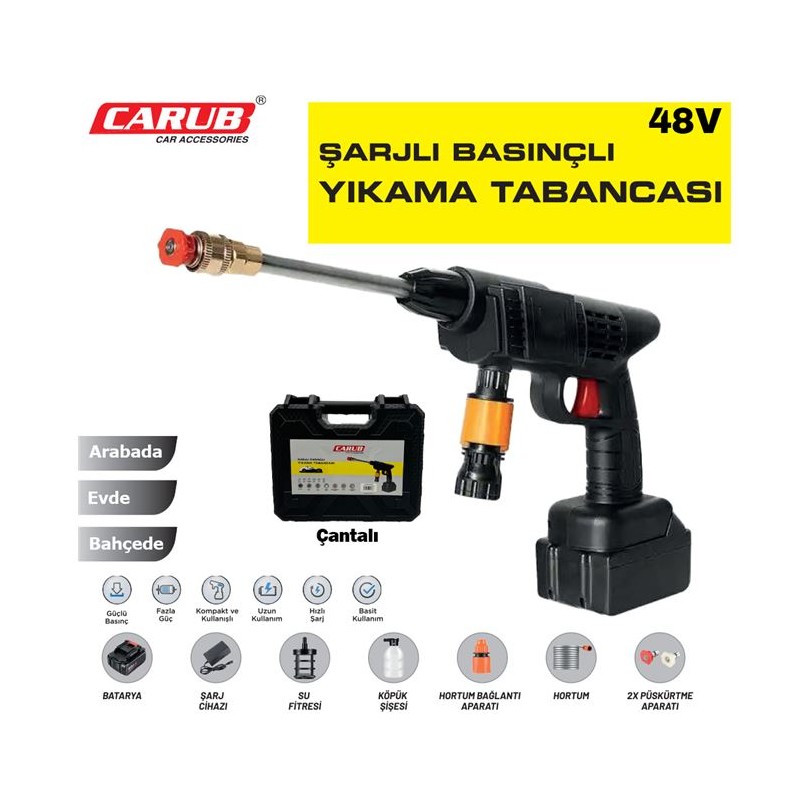 OTO YIKAMA TABANCASI BASINÇLI ŞARJLI+ÇANTALI+APARATLI 1 BATARYA 092253