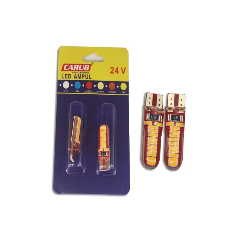 AMPÜL DİPSİZ LED 24V T10 24SMD SİLİKON TURUNCU 0405546 CARUB