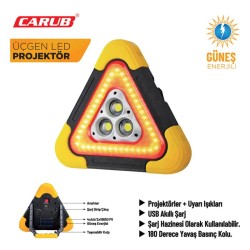 REFLEKTÖR ÜÇGEN LEDLİ BATARYALI GÜNEŞ ENERJİLİ 5 FONSİYON 4502107 CARU