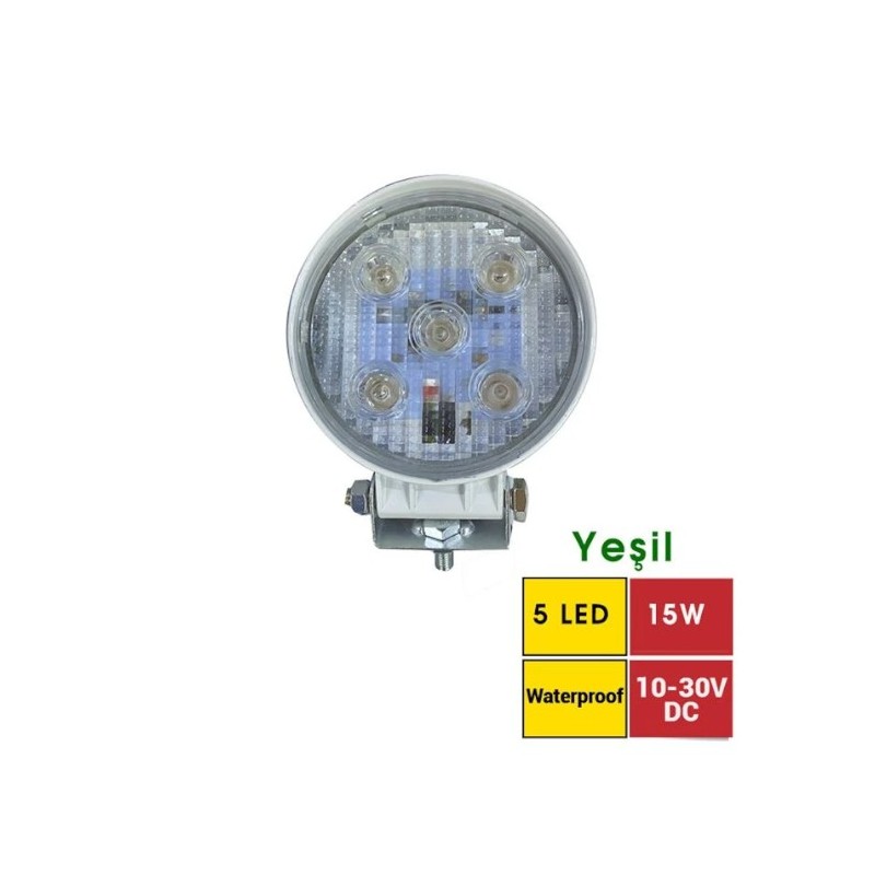 ÇALIŞMA LAMBASI YUVARLAK 10-30V 15W DIŞ BEYAZ MARİNE 5 LED 111MM K-32M