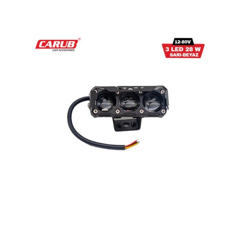 ÇALIŞMA LAMBASI OFF-ROAD DİKDÖRTGEN MERCEKLİ PROJEKTÖR TİP 12-80V 3 LE