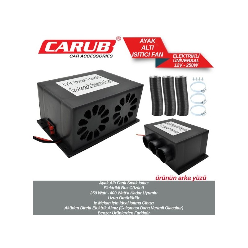 AYAK ALTI ISITICI FANLI ÜNİVERSAL 12V 250W 6400650 CARUB