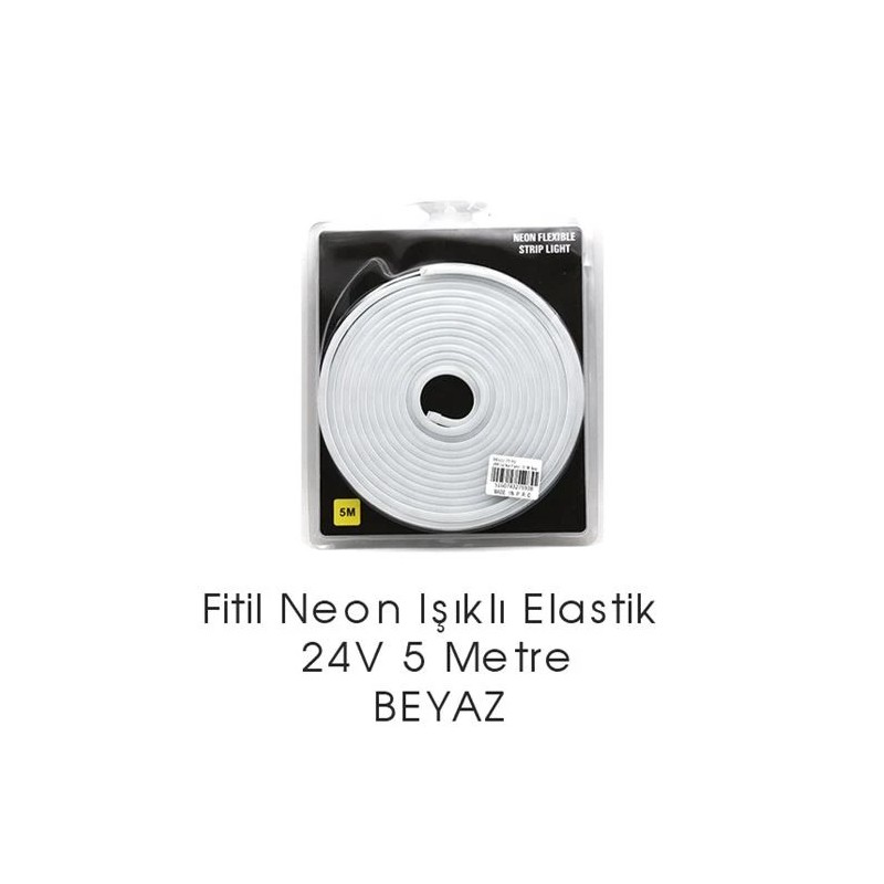 ELASTİK NEON ŞERİT LED ŞEFFAF IŞIKLI BEYAZ 24V 5MT 4327597 CARUB