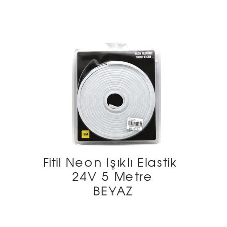 ELASTİK NEON ŞERİT LED ŞEFFAF IŞIKLI BEYAZ 24V 5MT 4327597 CARUB