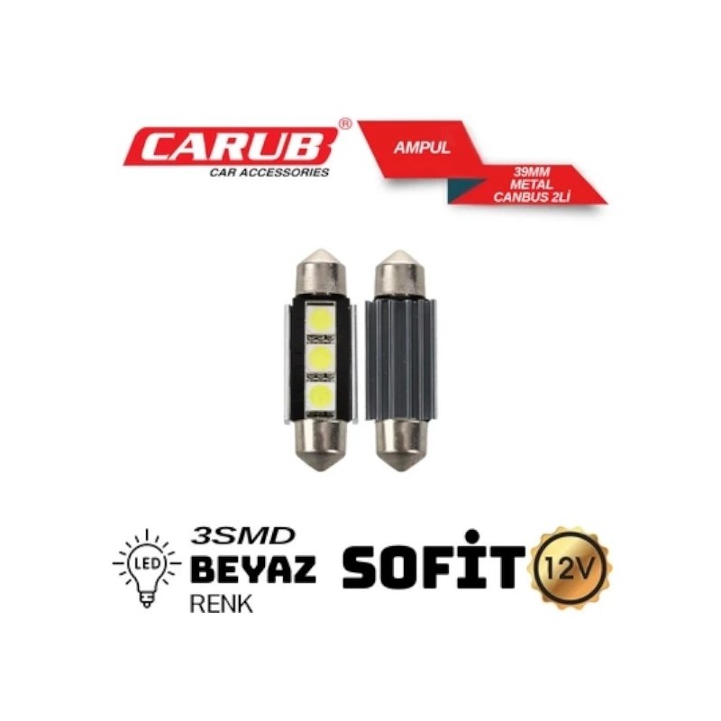 AMPÜL SOFİT LED 12V METAL CANBUS Y. NESİL BEYAZ 39MM 0402245 CARUB
