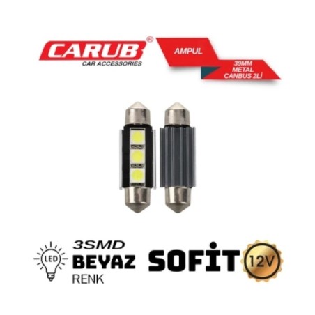 AMPÜL SOFİT LED 12V METAL CANBUS Y. NESİL BEYAZ 39MM 0402245 CARUB