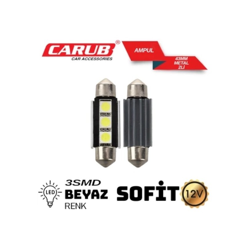AMPÜL SOFİT LED 12V METAL CANBUS Y. NESİL BEYAZ 43MM 0402233 CARUB