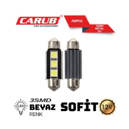 AMPÜL SOFİT LED 12V METAL CANBUS Y. NESİL BEYAZ 43MM 0402233 CARUB