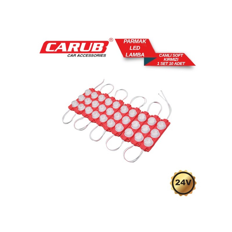 LED LAMBA MODÜL TİP 3 LEDLİ MERCEK CAMLI SOFT KIRMIZI 24V 0409936 CARU