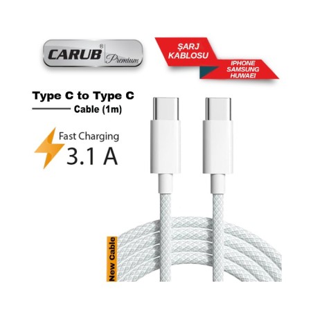 ŞARJ CİHAZI KABLOSU TYPE C-TYPE C 1MT CARUB 5901858 5901866 CARUB