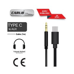 AUX KABLO 1M SİYAH STEREO TYPE-C AUX 5901894 CARUB