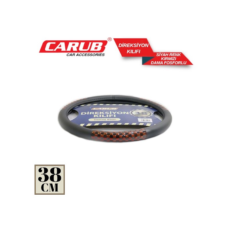 DİREKSİYON KILIFI 38CM FOSFORLU DAMALI KIRMIZI 1832027 CARUB