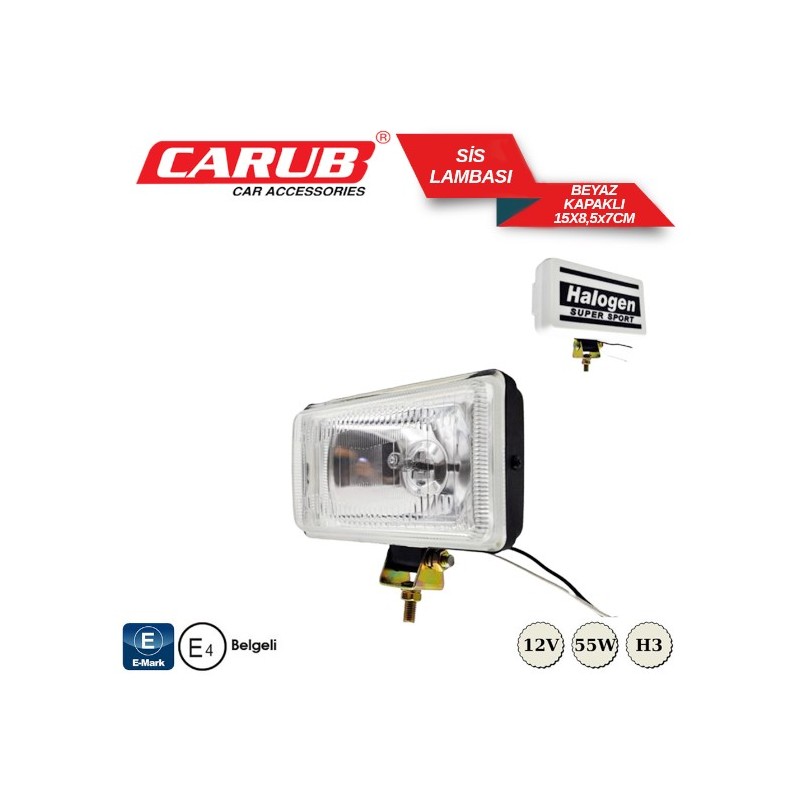 SİS LAMBASI DİKDÖRTGEN KAPAKLI COMET 450 BEYAZ 161x90MM 3009550 CARUB