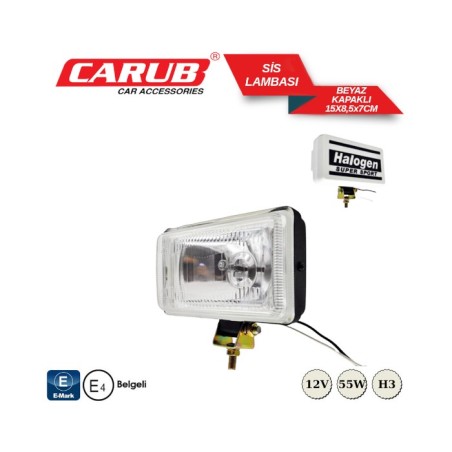 SİS LAMBASI DİKDÖRTGEN KAPAKLI COMET 450 BEYAZ 161x90MM 3009550 CARUB